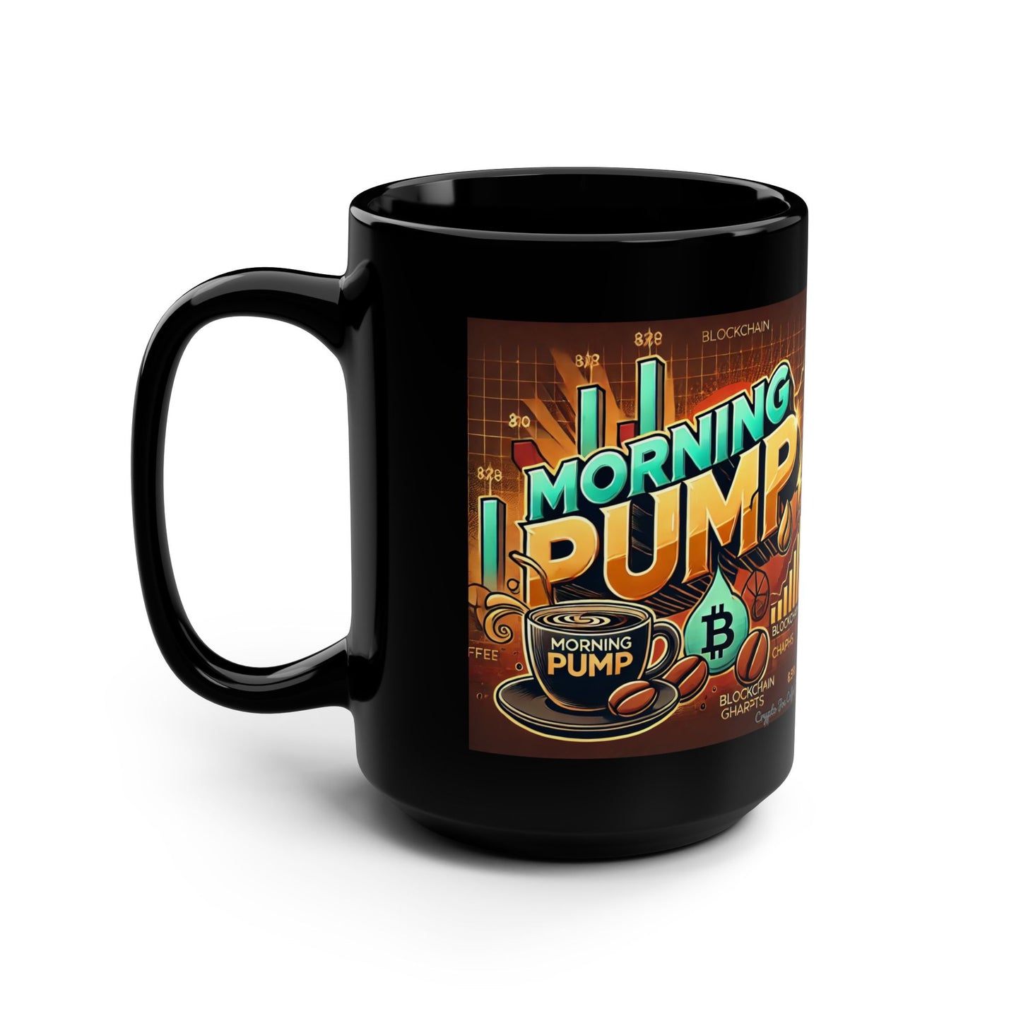 Morning Pump House Blend Coffee Black Mug, 15oz from Crypto Joe Coffee Company