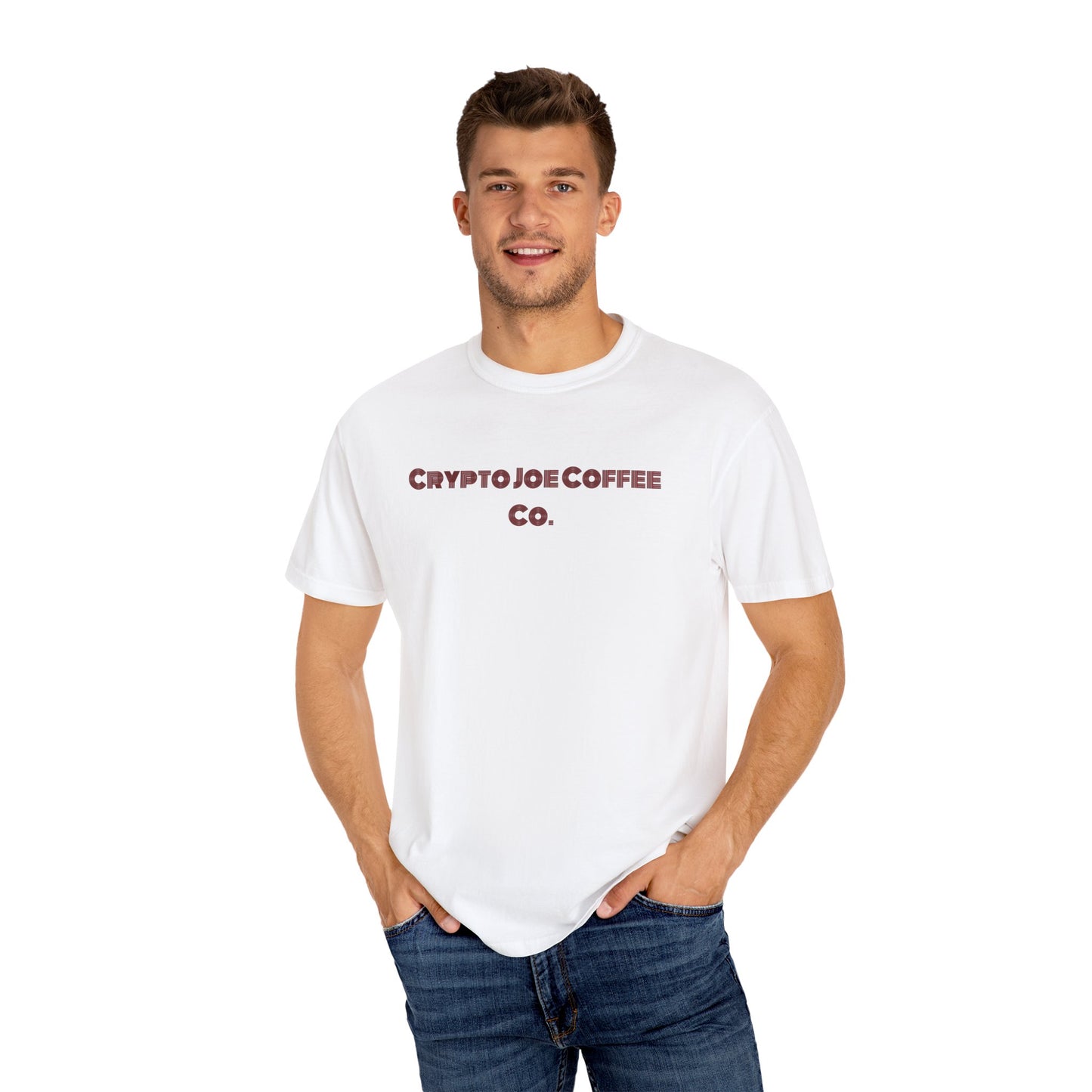Buy the Dip, Sip The Drip Unisex Coffee-Themed T-Shirt by Crypto Joe Coffee Company