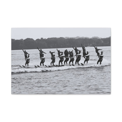 Quinn Ski Black & White Waterskiing Canvas Wall Art, Nautical Decor, Beach House, Home Decor, Sports Artwork, Unique Gift