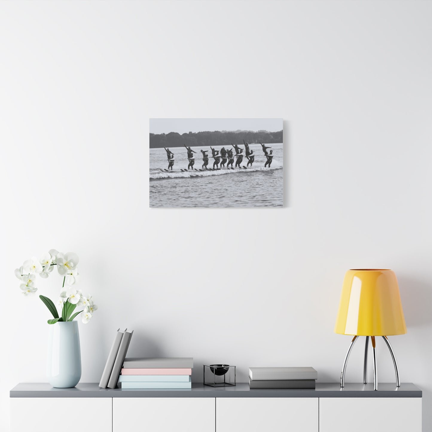 Quinn Ski Black & White Waterskiing Canvas Wall Art, Nautical Decor, Beach House, Home Decor, Sports Artwork, Unique Gift